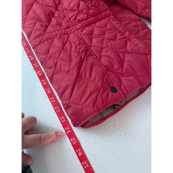 Eddie Bauer woman’s jacket LP red 550 fill power quilted goose down snap front - Picture 12 of 12